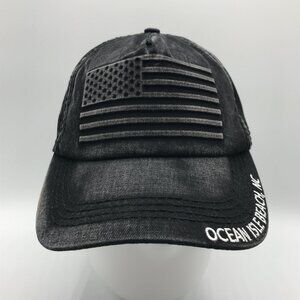 Adult's Black Ocean Isle Beach North Carolina Hook & Loop Cap Hat